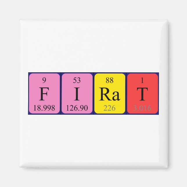 Den första periodiska magneten bord namn magnet (Framsidan)