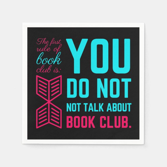 Den första regeln i bok klubb är en lustig fras pappersservett (Framsidan)