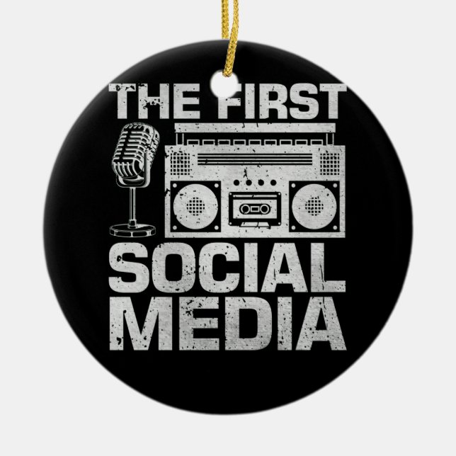 Den första Social Media Ham Radio Amateur Radio Op Julgransprydnad Keramik (Framsidan)