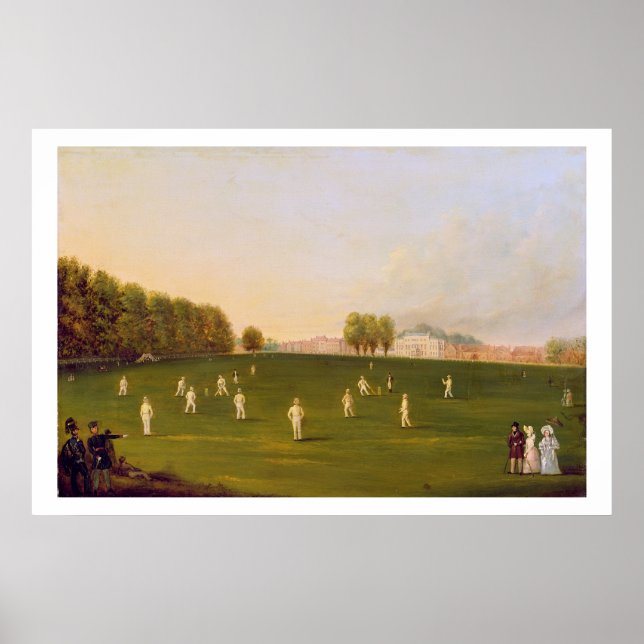 Den första stora kricketmatchen som spelas av medl poster (Framsidan)