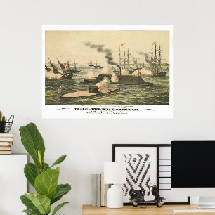 Den första striden mellan järnkrigsfartyg 1862 poster
