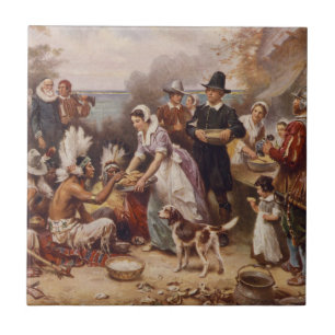 Den första thanksgivingen 1621% pipe% c.1932 kakelplatta