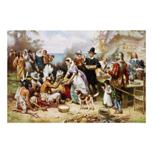 Den första Thanksgivingen, historikmålning, Fototryck