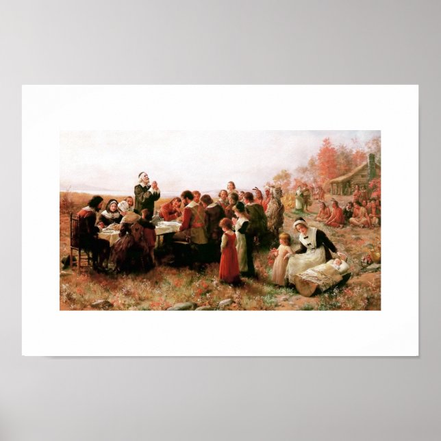 Den första Thanksgivingen i Plymouth Fine Art Post Poster (Framsidan)