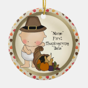 Den första thanksgivinghelgdag tillfogar julgransprydnad keramik