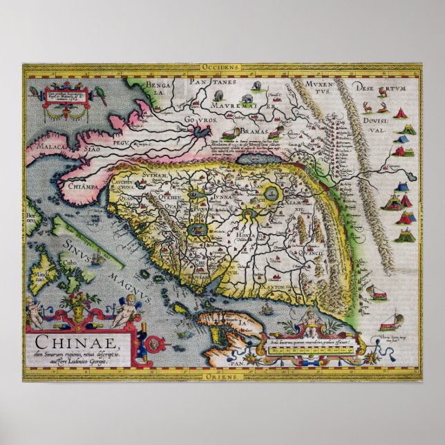 Den första Westerna atlasChinan | 1584 Poster (Framsidan)