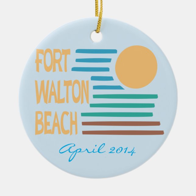 Den Fort Walton Beach anpassningsbar daterar Julgransprydnad Keramik (Framsidan)