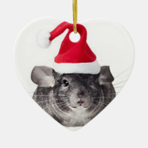 Den förtjusande chinchillaen Santa modellerar Julgransprydnad Keramik
