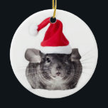 Den förtjusande chinchillaen Santa modellerar Julgransprydnad Keramik<br><div class="desc">för santa för chinchillagrå färggrått födelsedag för gåva för älskare för foto för gullig förtjusande jul för helgdag vinter för snö rolig</div>