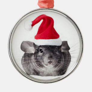 Den förtjusande chinchillaen Santa modellerar Julgransprydnad Metall