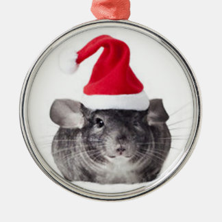 Den förtjusande chinchillaen Santa modellerar Julgransprydnad Metall