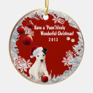 Den förtjusande jacken Russell numrerar prydnaden Julgransprydnad Keramik