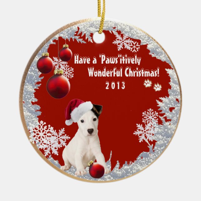 Den förtjusande jacken Russell numrerar prydnaden Julgransprydnad Keramik (Framsidan)