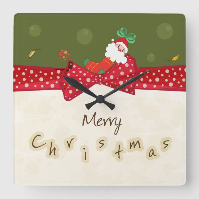 Den förtjusande julväggen tar tid på fyrkantig klocka (Framsida)