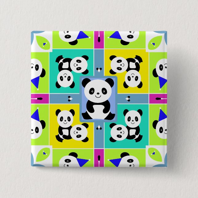 Den förtjusande pandaen uthärdar ljusa färger knapp (Framsida)