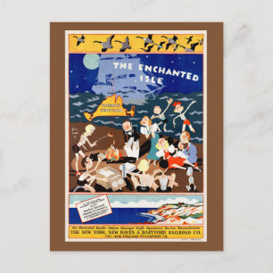 Den Förtrollade Ön USA Vintage Reseskylt Vykort