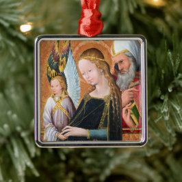 Den förväntansfulla madonnan med Josef i kvadrat Julgransprydnad Metall
