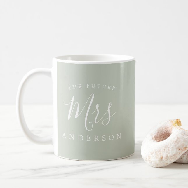 Den framtida Förlovningen Pastel Grönt Gift Kaffemugg (Med munk)