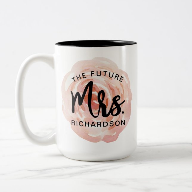 Den framtida fru Watercolor Blommigt Mugg (Vänster)