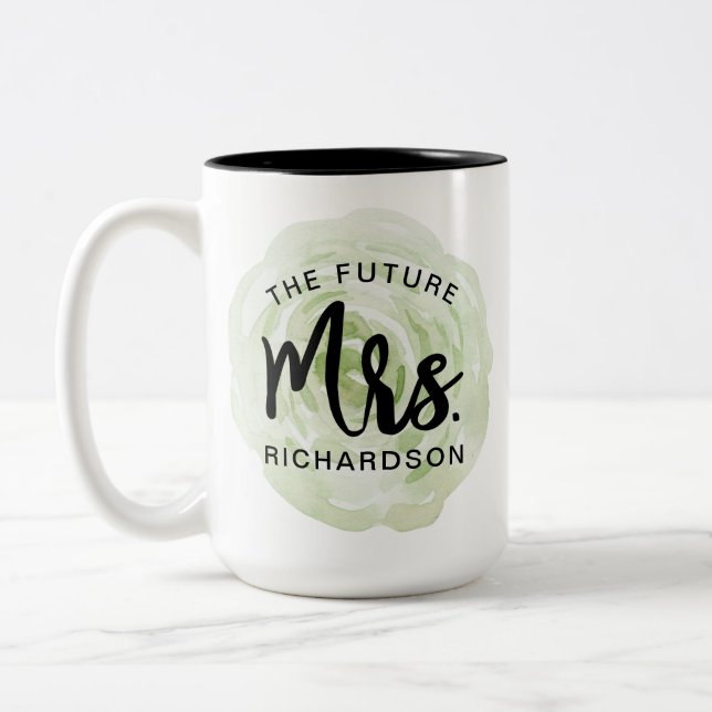 Den framtida fru Watercolor Blommigt Mugg (Vänster)