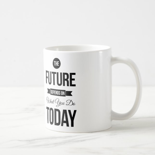 Den framtida inspirera citationsteckenviten kaffemugg (Höger)