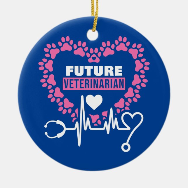 Den framtida veterinären Doktor Animals Älskare Julgransprydnad Keramik (Framsidan)