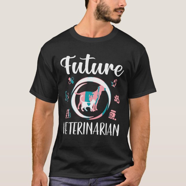 Den framtida veterinären Funny Vet Tech Veterinari T Shirt (Framsida)