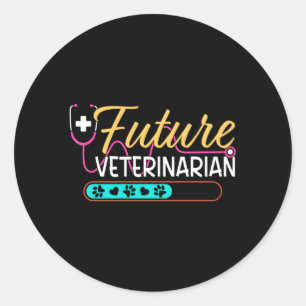Den framtida veterinären Stethoscope Future Vet Runt Klistermärke