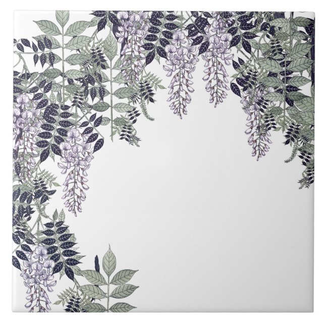 Den franska art nouveauwisteriaen blommar kakelplatta (Framsidan)