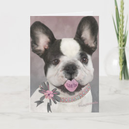 Den franska bulldoggen älskar jag dig kort