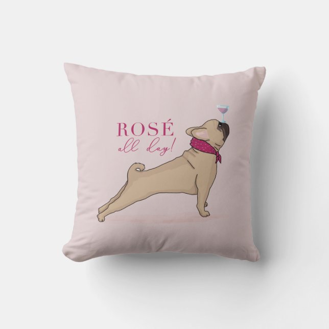 Den franska bulldoggen kudder Rosé all dag Kudde (Framsida)