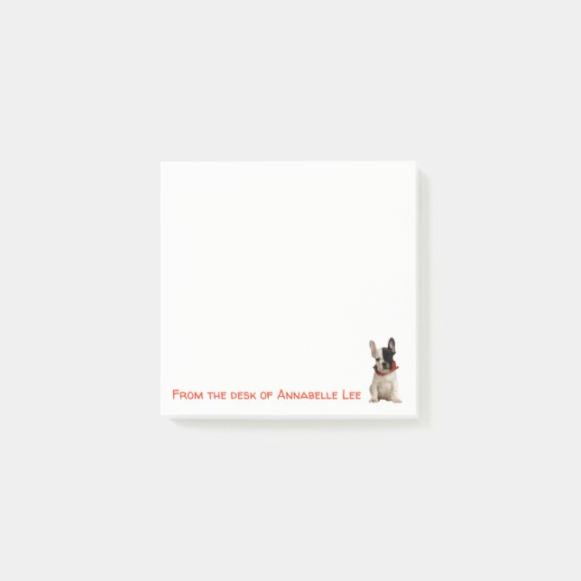 Den franska bulldoggen noterar post-it block (Framsida)