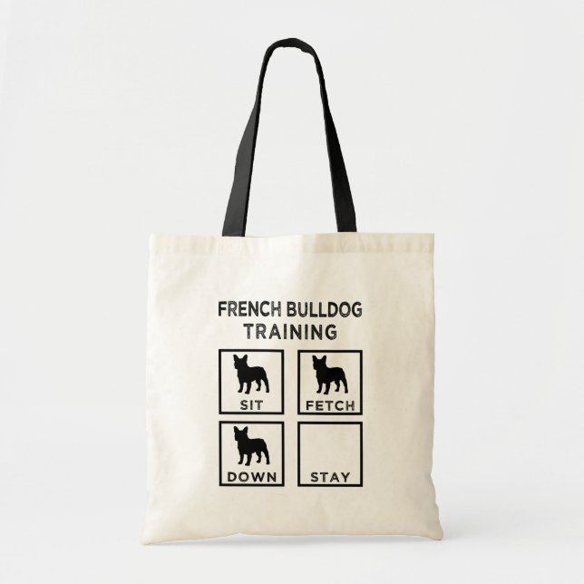 Den franska bulldoggen som utbildar rolig toto, tygkasse (Framsidan)