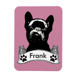 Den franska bulldoggen stencilerar personlig magnet