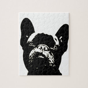 Den franska bulldoggen stencilerar pussel