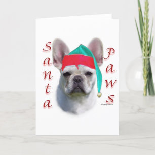 Den franska bulldoggen (vita) Santa tafsar Helgkort