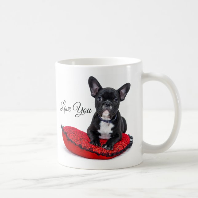 Den franska bulldoggmuggen älskar jag dig kaffemugg (Höger)