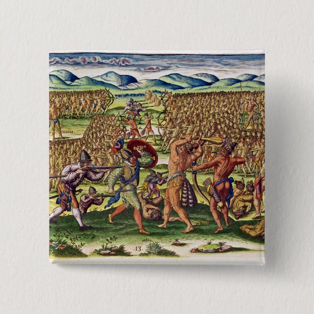 Den franska hjälpen indierna i strid knapp (Framsida)