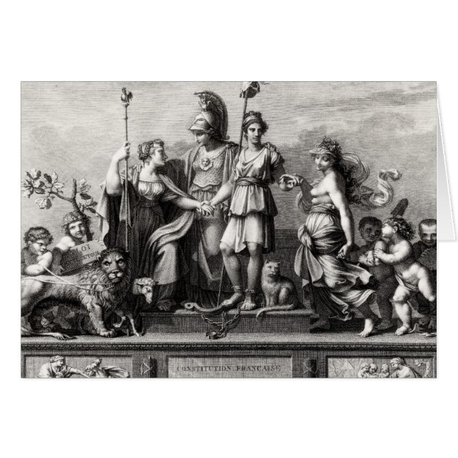 Den franska konstitutionen hälsningskort (Framsidan Horizontal)