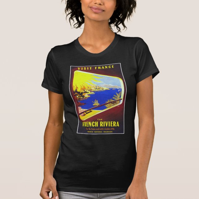 Den franska Riviera vintage resoraffischen T Shirt (Framsida)