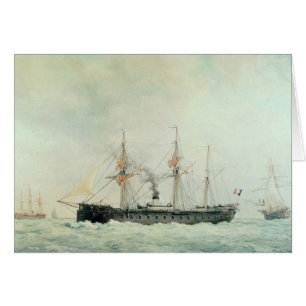 Den franska slagskeppet, "La Gloire", 1880 Hälsningskort