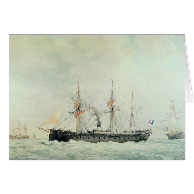 Den franska slagskeppet, "La Gloire", 1880 Hälsningskort (Framsidan Horizontal)