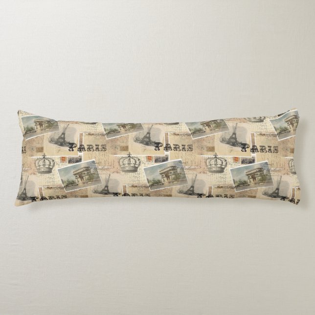 Den franska vykortet Paris förkroppsligar kudder Kroppskudde (Framsidan)