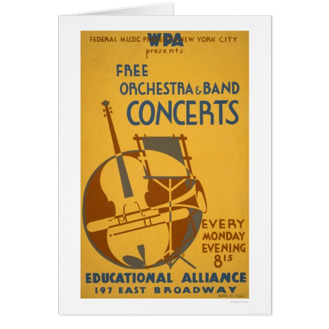 Den fria orkesteren avtalar 1938 WPA Hälsningskort (Framsidan)