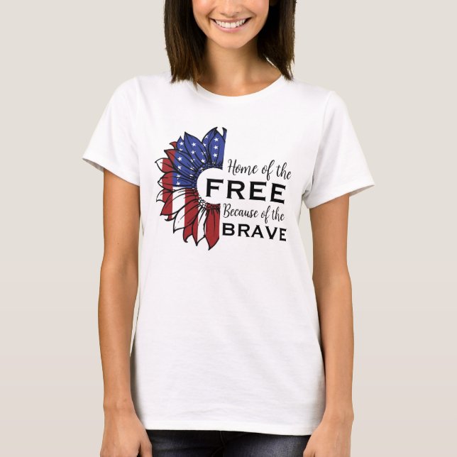 Den fria patriotiska solrosans hem t shirt (Framsida)
