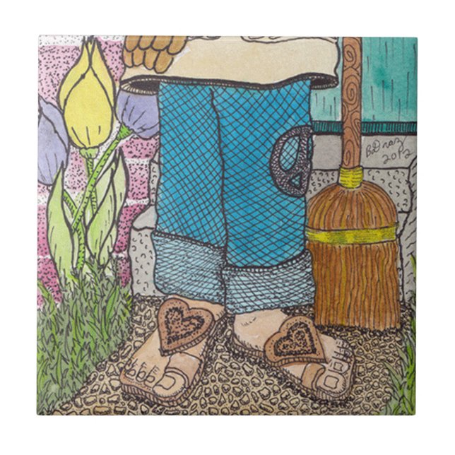 Den fridsamma trädgårdsmästaren belägger med tegel kakelplatta (Framsidan)