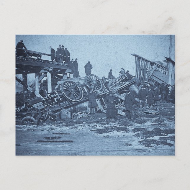 Den fruktansvärda olyckan i Farmington River Cyan  Vykort (Framsida)