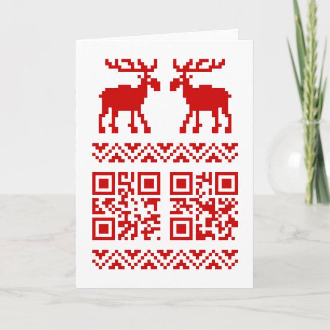 Den fula jultröjan QR kodifierar gott nytt år! Helgkort (Framsida)