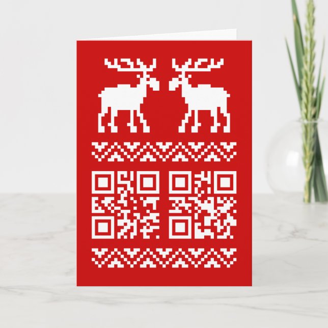 Den fula jultröjan QR kodifierar gott nytt år! Helgkort (Framsida)