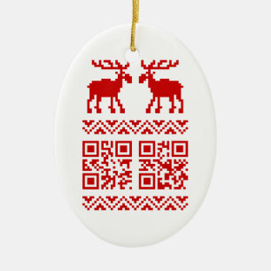 Den fula jultröjan QR kodifierar gott nytt år! Julgransprydnad Keramik